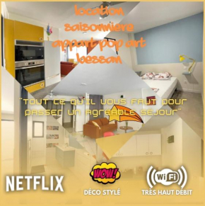 Appart Pop-Art proche autoroute, plages et attractions, Wifi - TV, déco stylée, calme